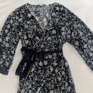 Blue and white ZARA kimono wrap dress